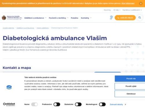 Diabetologická ambulance Vlašim - Nemocnice Rudolfa a Stefanie Benešov - MUDr. Eva Tomanová