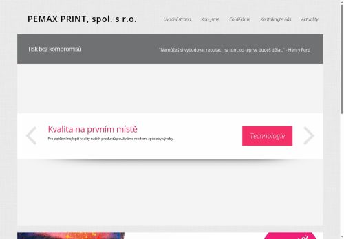 Webové stránky PEMAX PRINT, spol.s r.o., Poděbrady