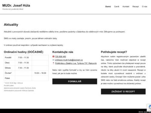 Praktický lékař pro dospělé - MUDr. Josef Hůla
