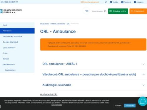 ORL ambulance - Oblastní nemocnice Příbram (areál I)