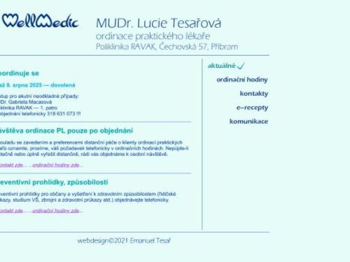 Praktický lékař pro dospělé Wellmedic s.r.o. - MUDr. Lucie Tesařová
