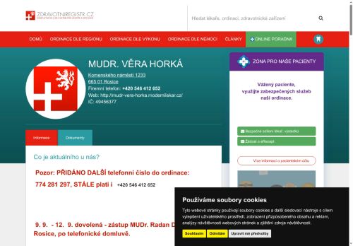 Zobrazit webové stránky Praktický lékař pro dospělé - MUDr. Věra Horká