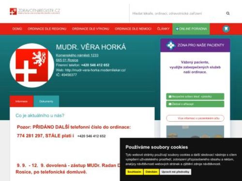 Praktický lékař pro dospělé - MUDr. Věra Horká