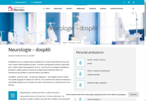 Zobrazit webové stránky Neurologická ambulance II - Nemocnice Blansko
