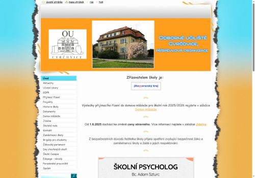 Zobrazit webové stránky Odborné Učiliště, Cvrčovice 131