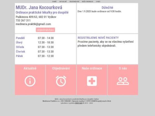 Praktický lékař pro dospělé-MUDr. Jana Kocourková