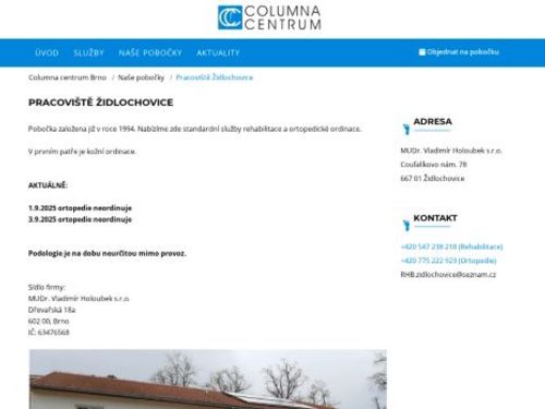Rehabilitace Columna centrum - MUDr. Vladimír Holoubek