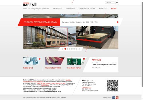 Webové stránky IMPRA spol. s r.o., Kladno