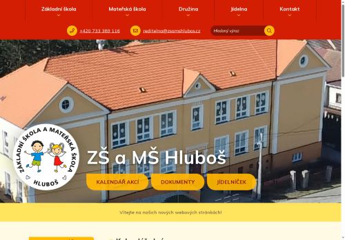 Webové stránky Základní škola a Mateřská škola Hluboš, Hluboš