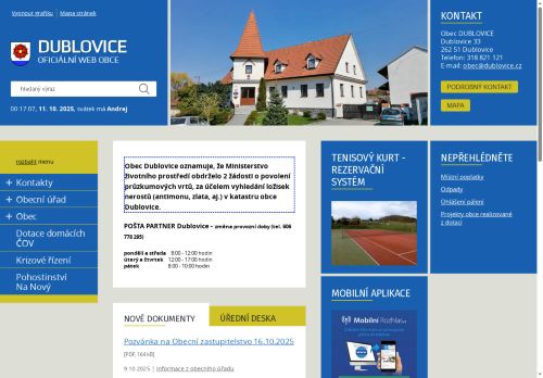 Zobrazit webové stránky Obecní úřad Dublovice