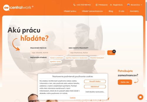 Webové stránky CentralWork s.r.o., Obříství