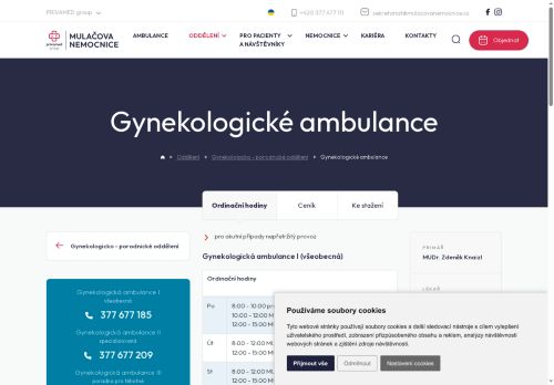 Zobrazit webové stránky Všeobecná gynekologická ambulance - Mulačova nemocnice