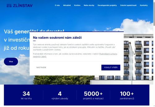 Webové stránky Zlínstav a.s., Průhonice