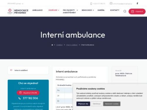 Interní ambulance 3 - Nemocnice PRIVAMED - MUDr. Lenka Kodimová