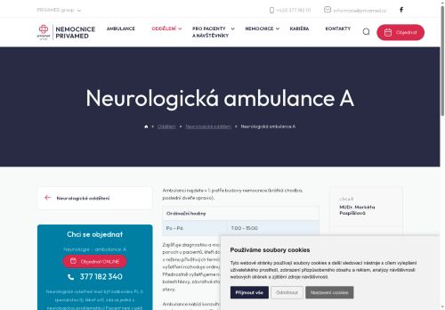 Zobrazit webové stránky Neurologická ambulance A - Nemocnice PRIVAMED
