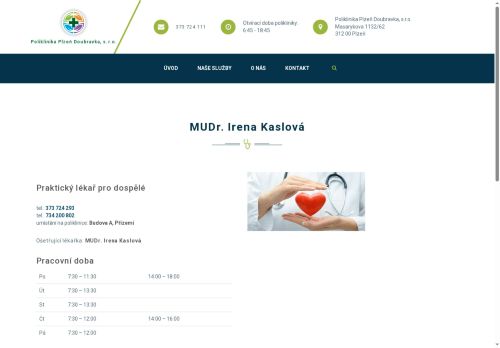 Zobrazit webové stránky Praktický lékař pro dospělé - MUDr. Irena Kaslová