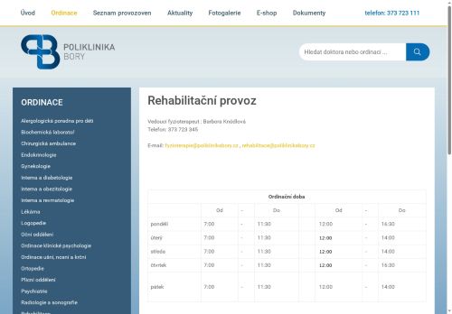 Zobrazit webové stránky Rehabilitace - Poliklinika Bory