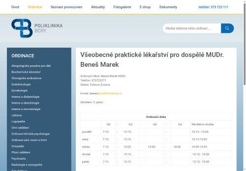 Zobrazit webové stránky Praktický lékař pro dospělé - MUDr. Marek Beneš
