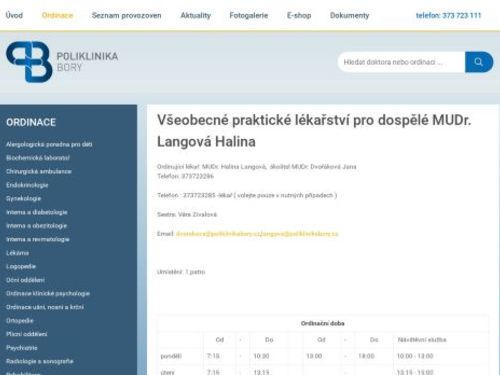 Praktický lékař pro dospělé - MUDr. Halina Langová