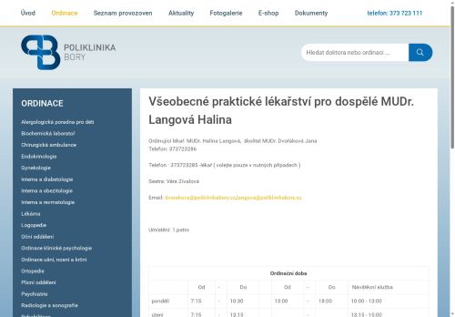 Zobrazit webové stránky Praktický lékař pro dospělé - MUDr. Halina Langová