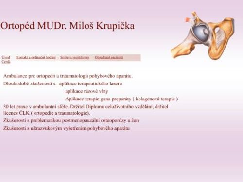 Ortopedická ambulance - MUDr. Miloš Krupička