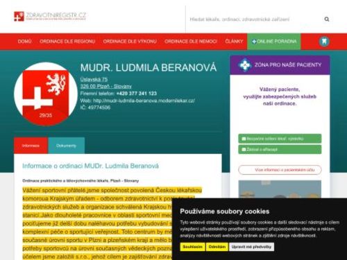 Ordinace tělovýchovného a praktického lékaře pro dospělé - MUDr. Ludmila Beranová