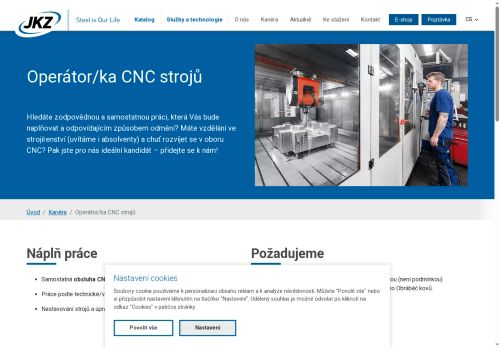 JKZ BUČOVICE, a.s. nabízí práci na pozici Operátor/ka CNC v obci Bučovice