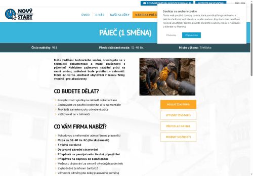 Webové stránky NOVÝ START, personální agentura s.r.o., Třešť