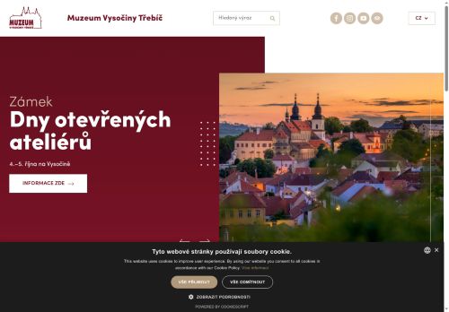 Webové stránky Muzeum Vysočiny Třebíč, příspěvková organizace, Třebíč