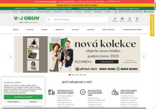 Webové stránky V+J OBUV, s.r.o., Příbram