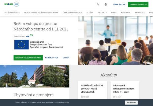 Webové stránky Národní centrum ošetřovatelství a nelékařských zdravotnických oborů, Brno