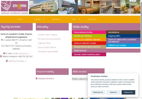 Webové stránky Centrum sociálních služeb Znojmo, příspěvková organizace, Znojmo