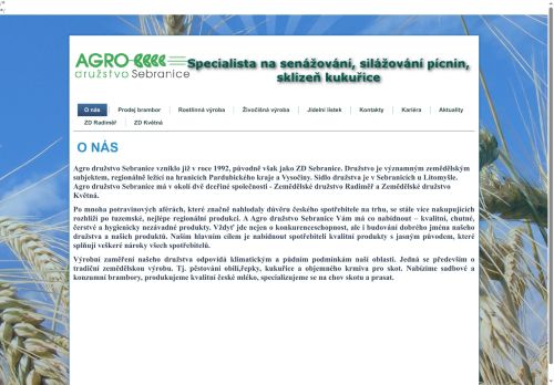Webové stránky Agro družstvo Sebranice, Sebranice