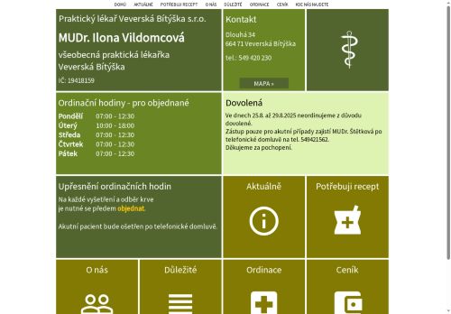 Zobrazit webové stránky Praktický lékař - MUDr. Ilona Vildomcová