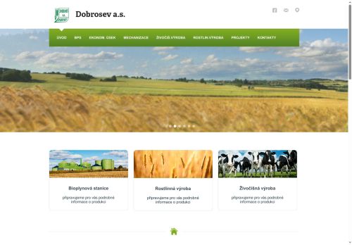 Webové stránky Dobrosev, a.s., Dobronín