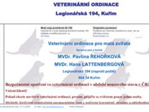 Veterinární ordinace - MVDr. Pavlína Řehořková, MVDr. Hana Lattengergová