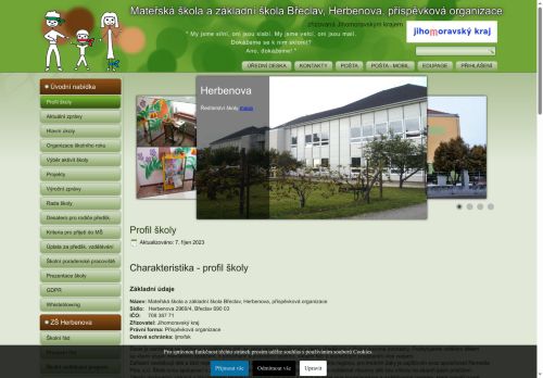 Webové stránky Mateřská škola a základní škola Břeclav, Herbenova, příspěvková organizace, Břeclav